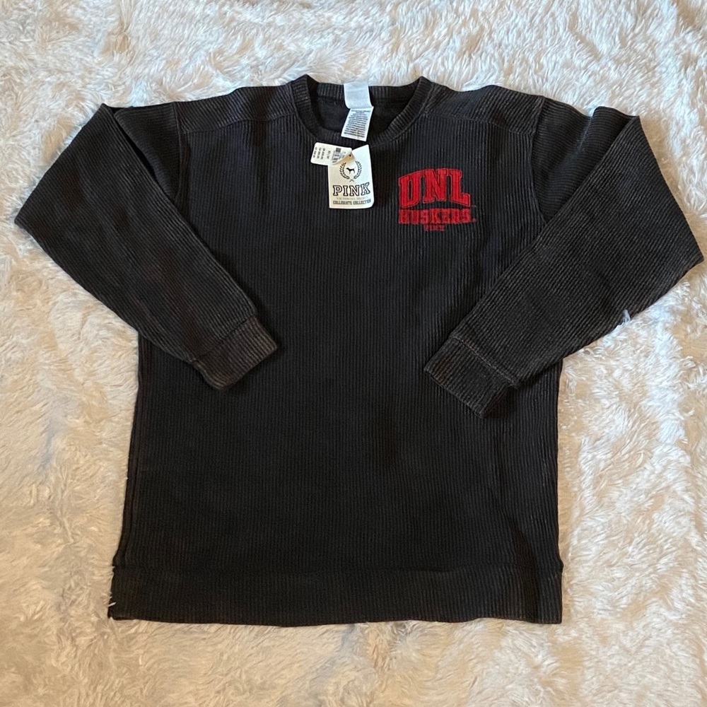 NWT PINK Heavy Ribbed UNL HUSKERS Sweatshirt XS